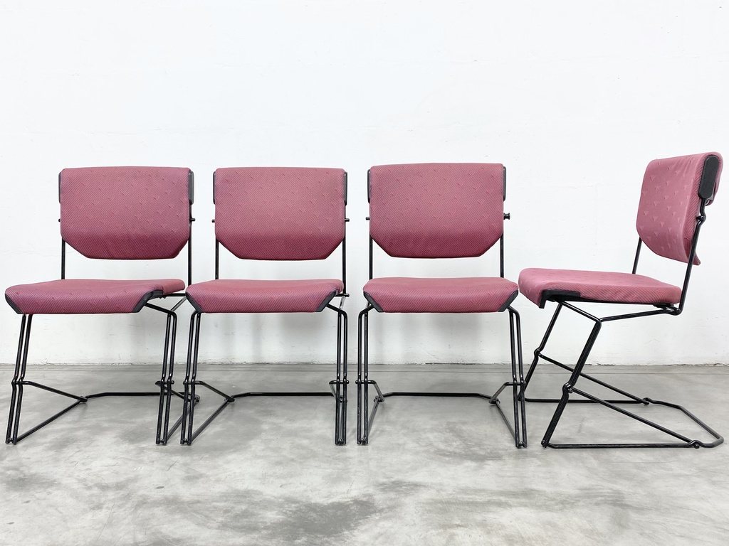 Retro Pink Metal Framed Stackable Chair