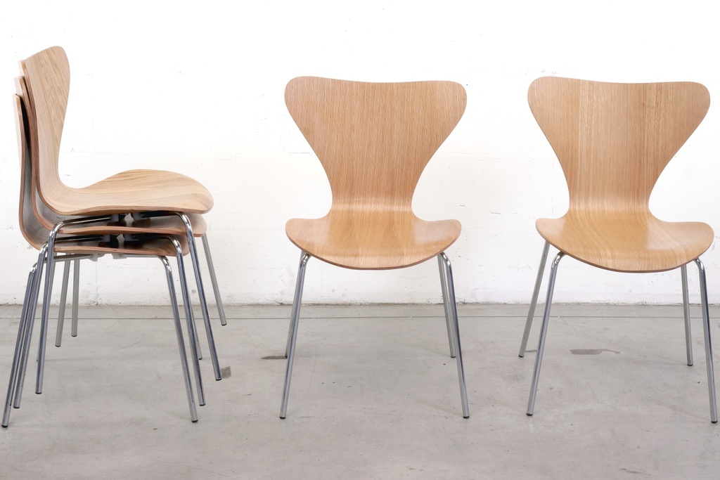 Modern Stackable Bentwood Chairs with Chrome Legs