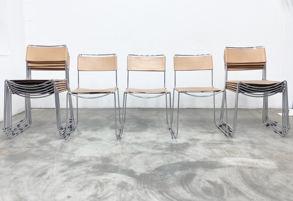 Minimalist Stackable Modern Chairs with Chrome Frames
