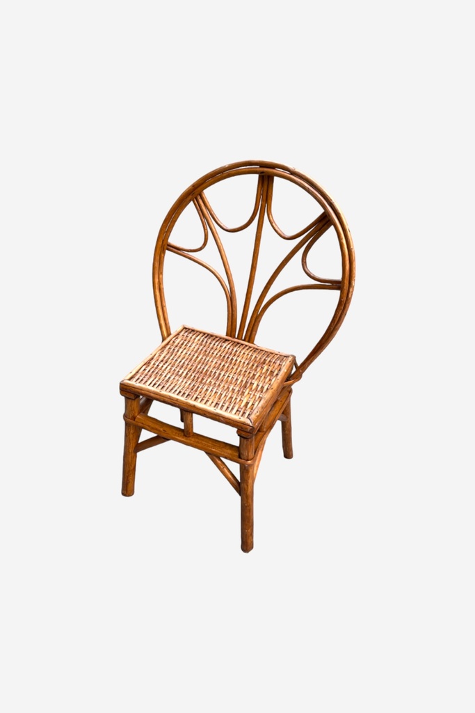 Vintage Rattan Fan-Back Chair