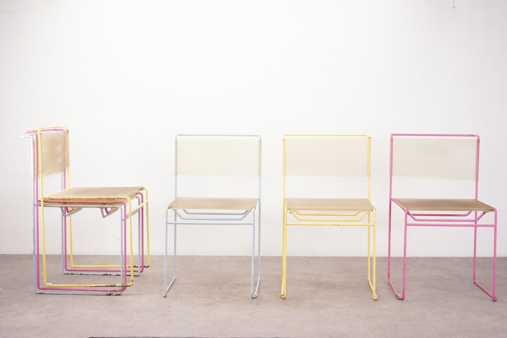 Retro Pastel Stacking Chairs Set