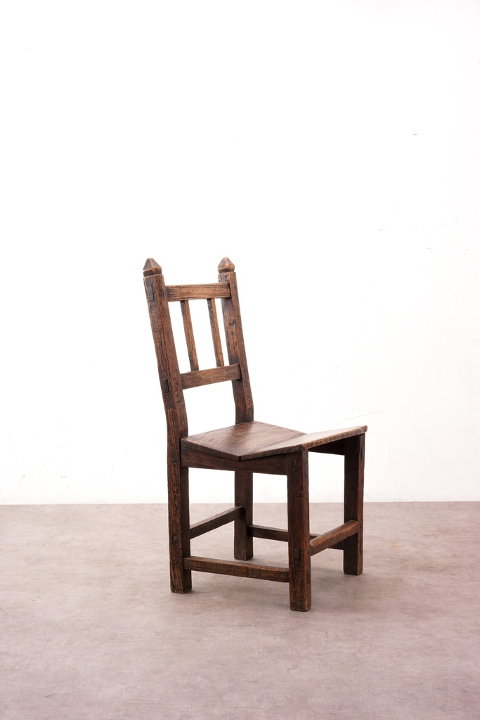 Rustic Wooden Farmhouse Chair with Distressed Finish