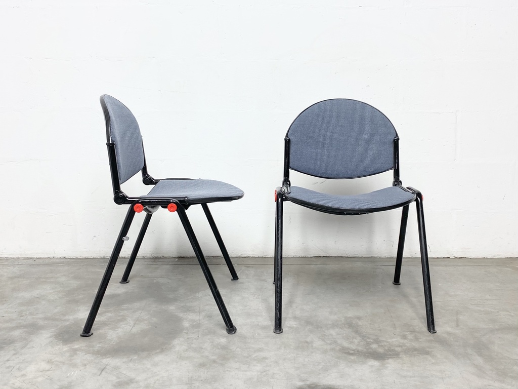 Industrial Gray Stackable Chairs with Black Metal Frames