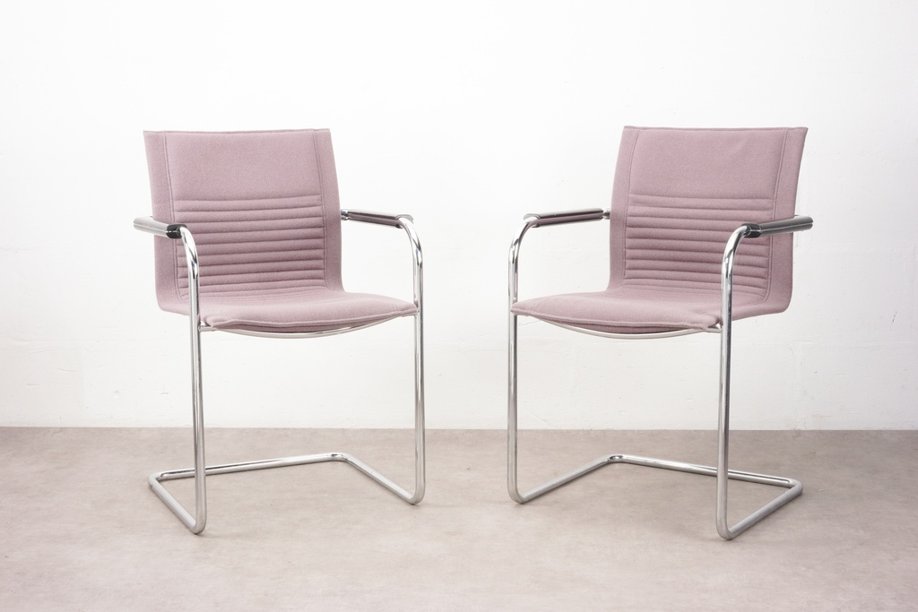 Modern Mauve Cantilever Armchairs
