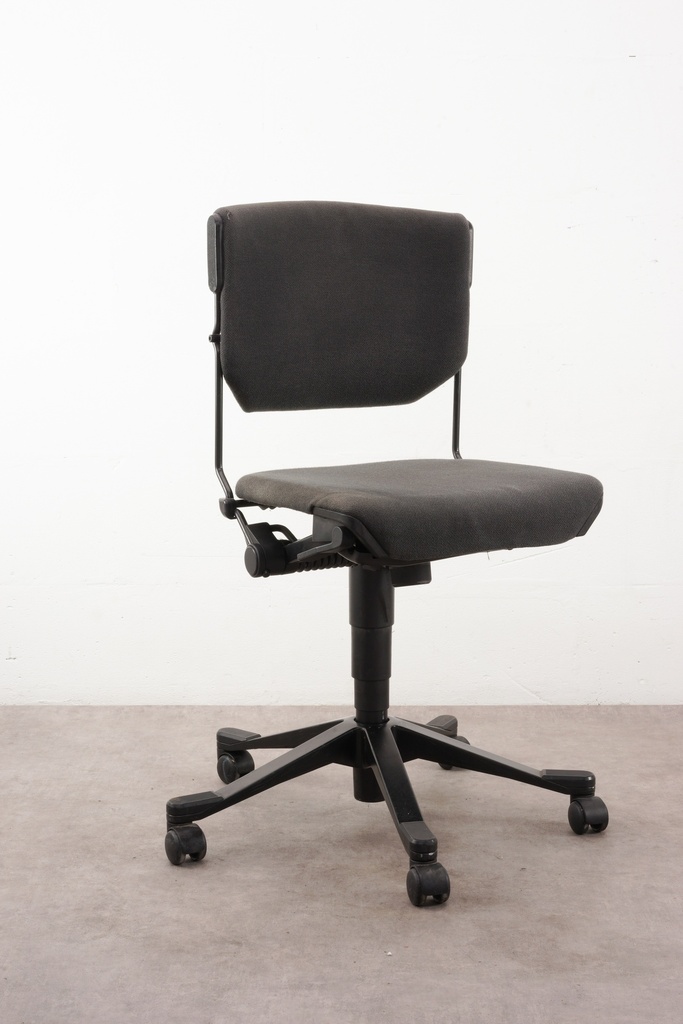 Industrial Black Swivel Office Chair with Wheeled Base