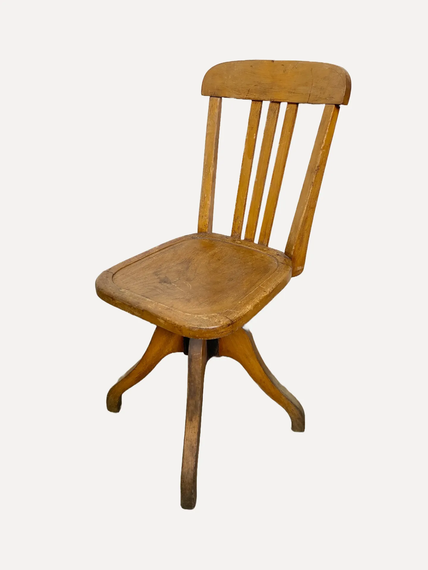 Vintage Wooden Swivel Desk Chair