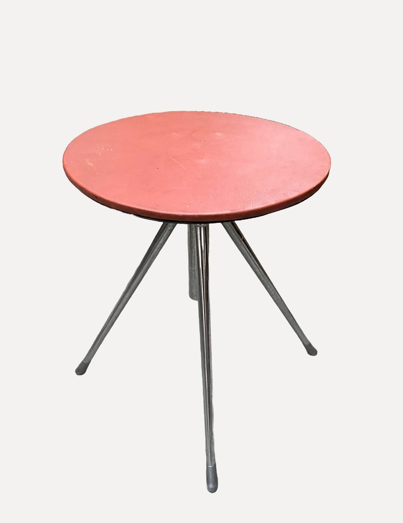 Mid-Century Modern Folding Red Table with Metal Tripod Legs