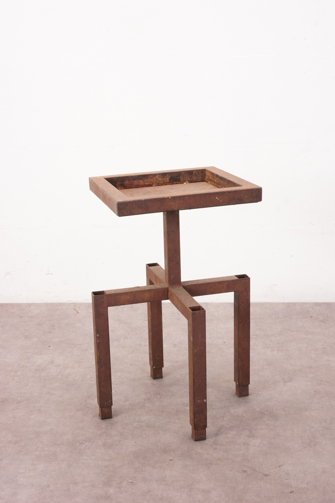 Industrial Rusted Metal Pedestal Table