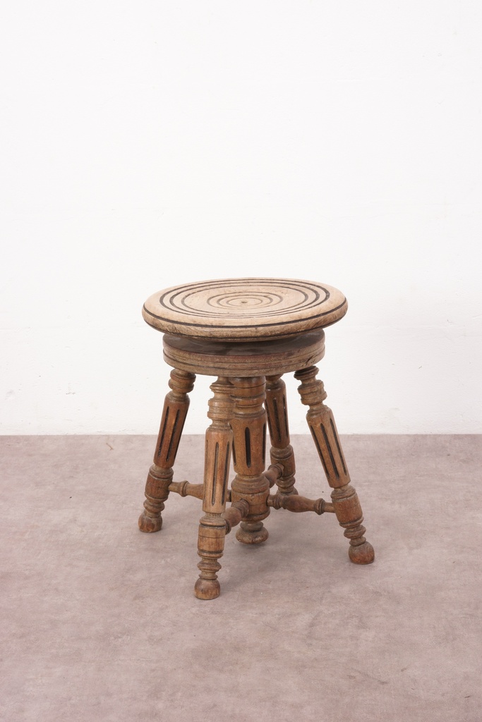 Vintage Wooden Tripod Stool with Turned Detail