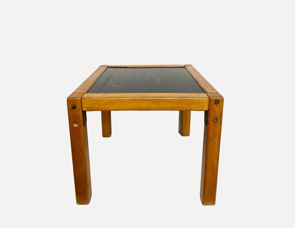 Mid-Century Modern Wood and Glass Side Table