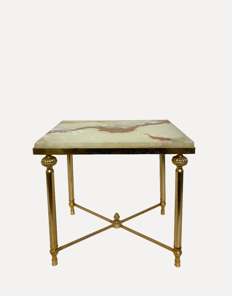Vintage Brass and Marble Accent Table