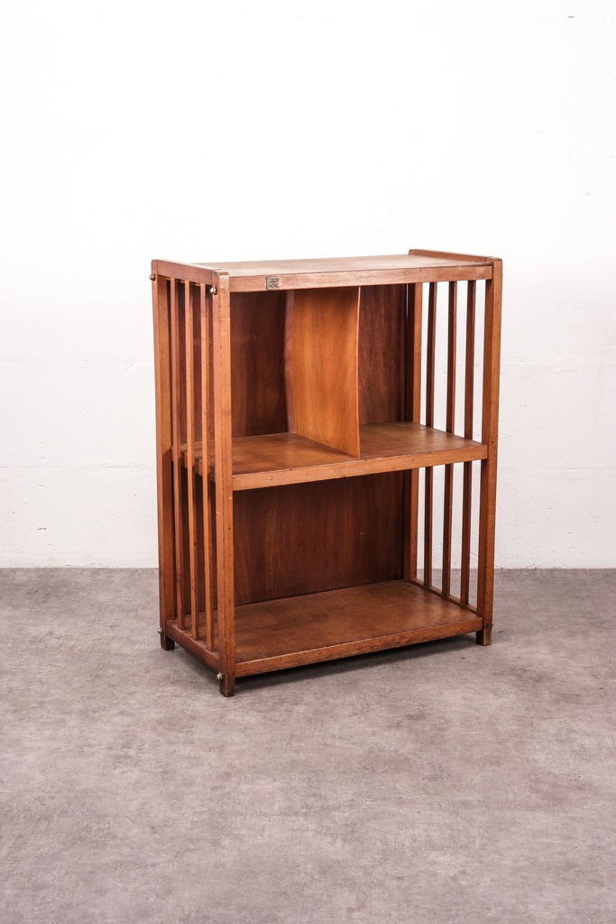 Mid-Century Wooden Magazine Rack with Shelves