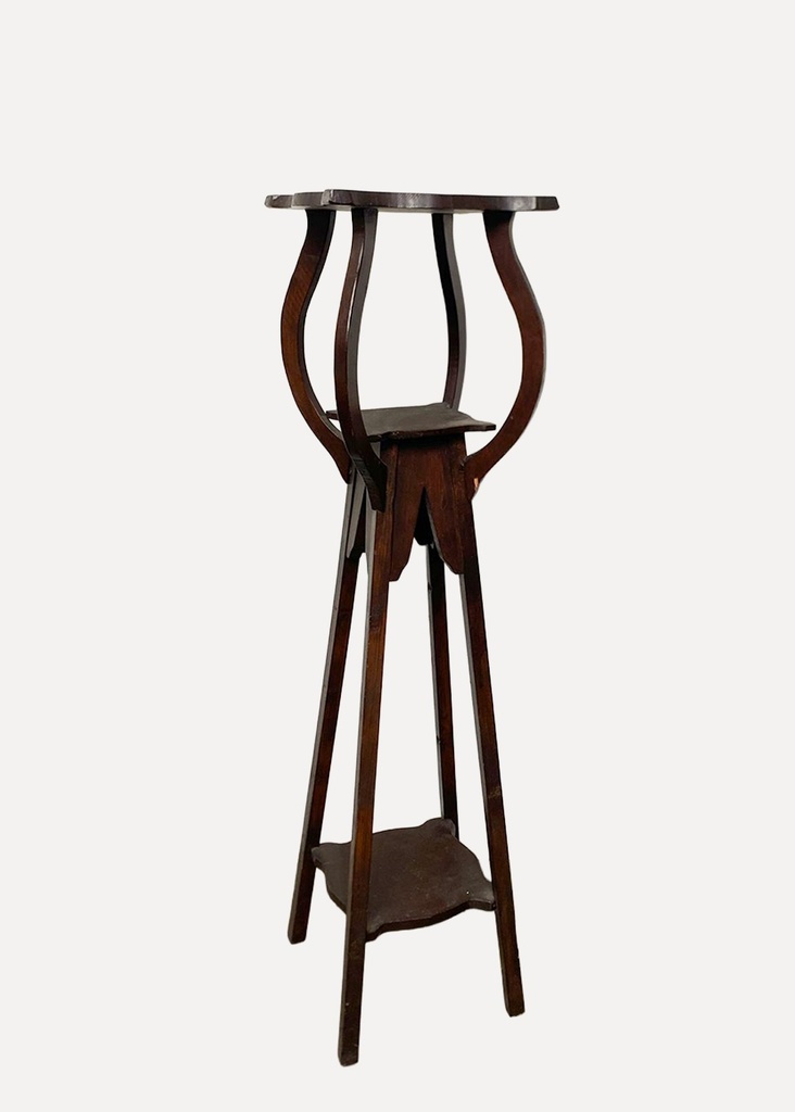 Antique Wooden Plant Stand with Curved Legs