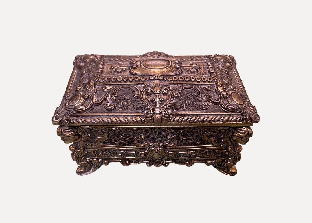 Antique Ornate Brass Jewelry Box