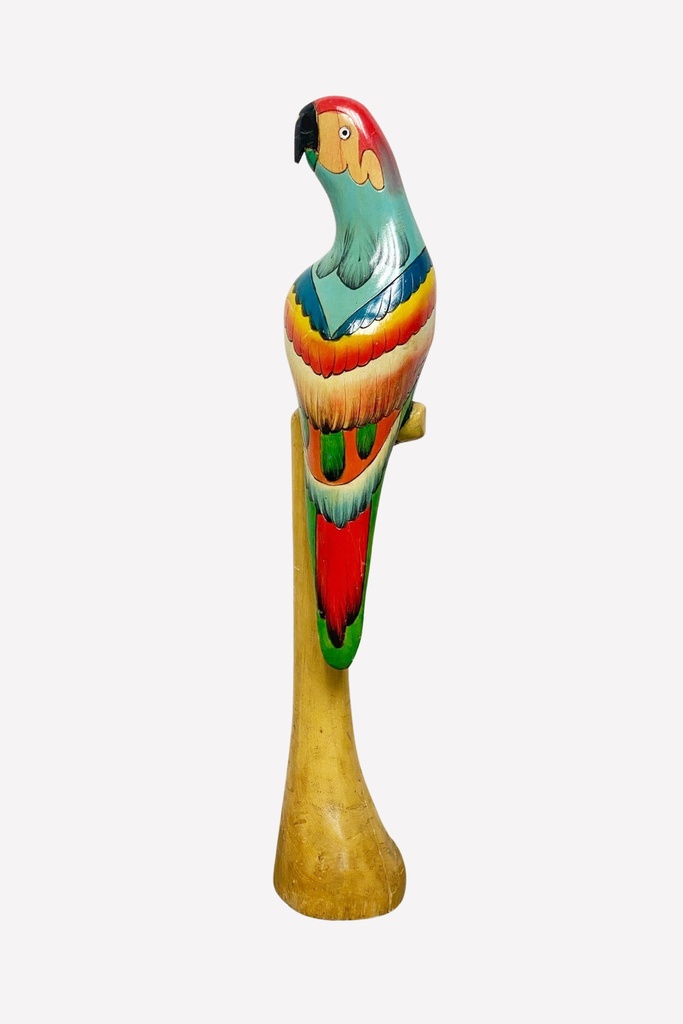 Hand-Painted Wooden Parrot Sculpture