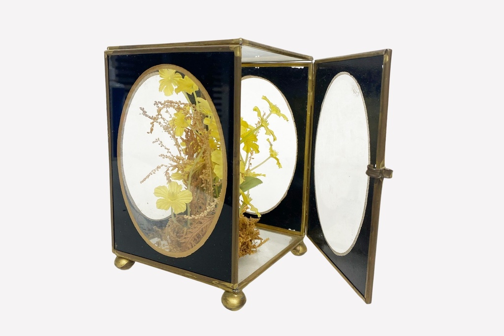 Victorian Brass and Glass Floral Display Case