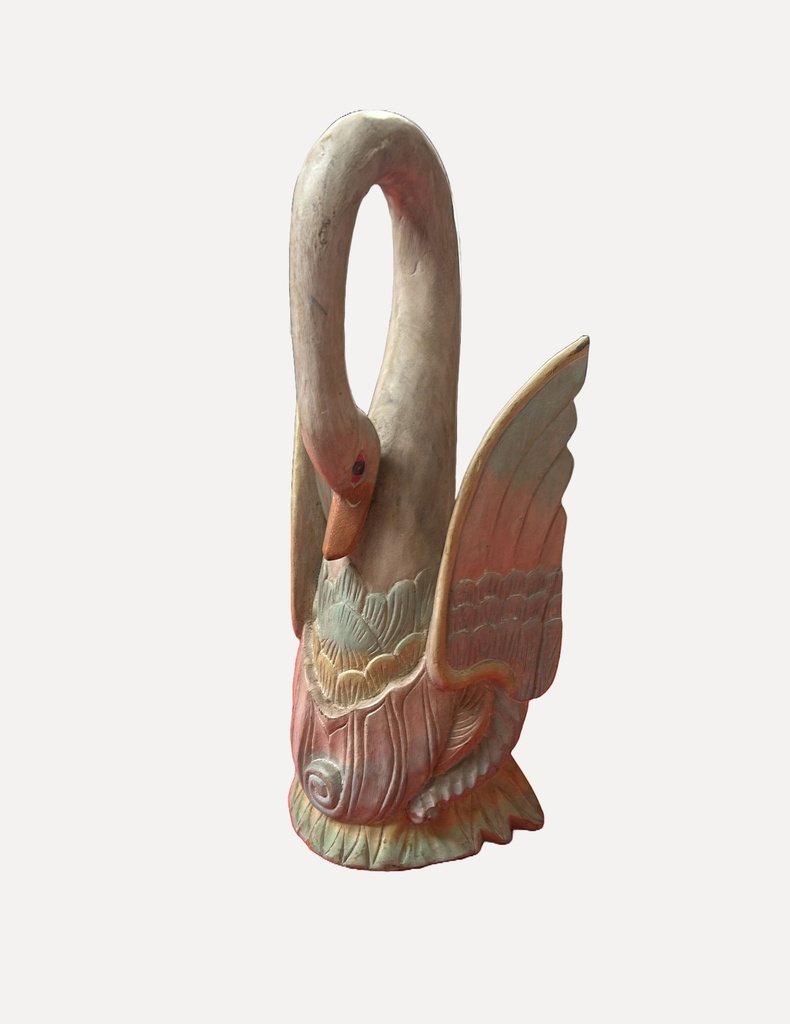 Hand-Carved Wooden Swan Figurine
