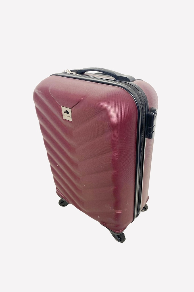 Compact Burgundy Hard-Shell Rolling Suitcase