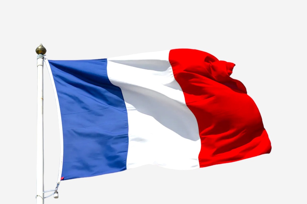 French National Flag on Pole