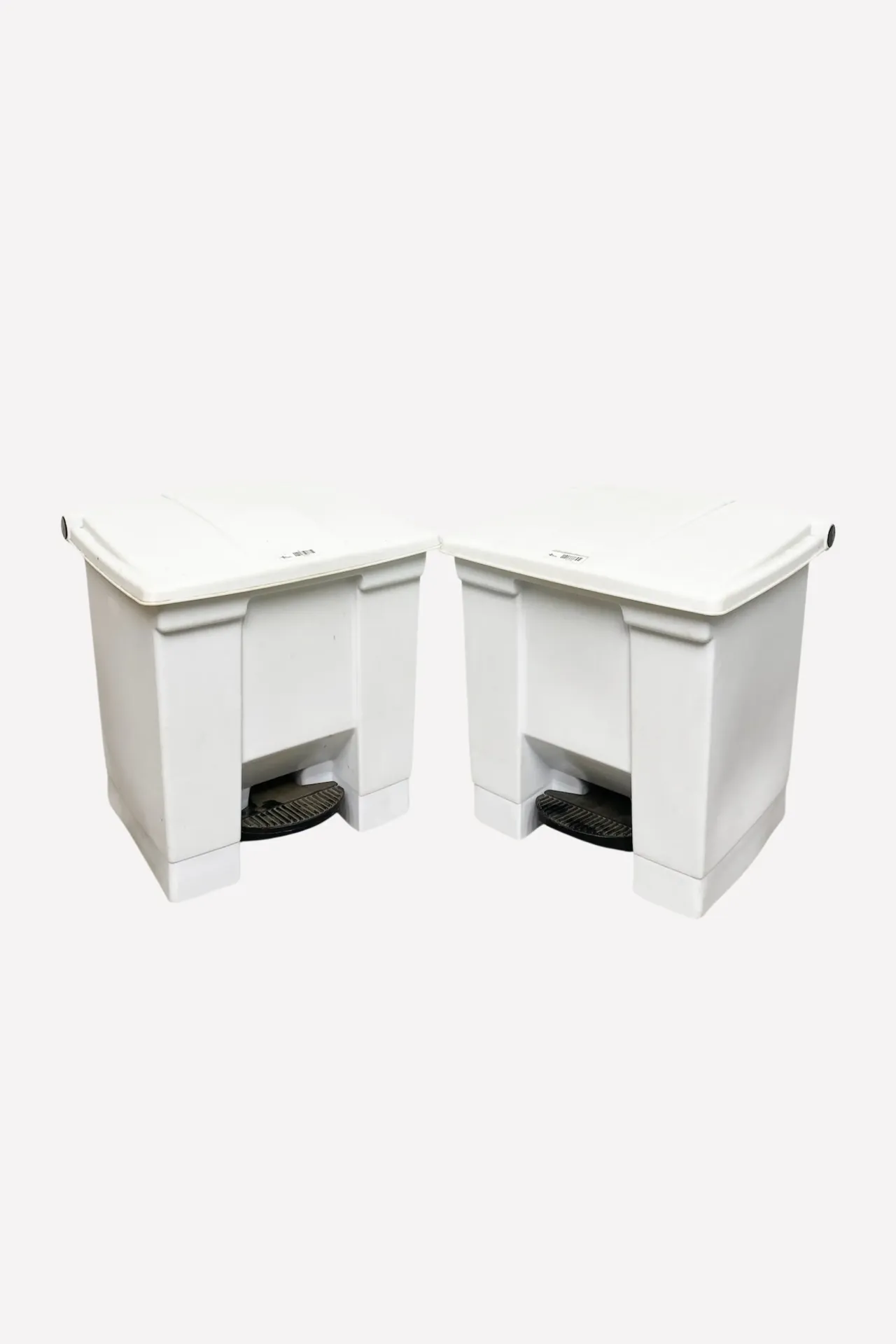 Industrial White Step-On Trash Bins (Set of 2)
