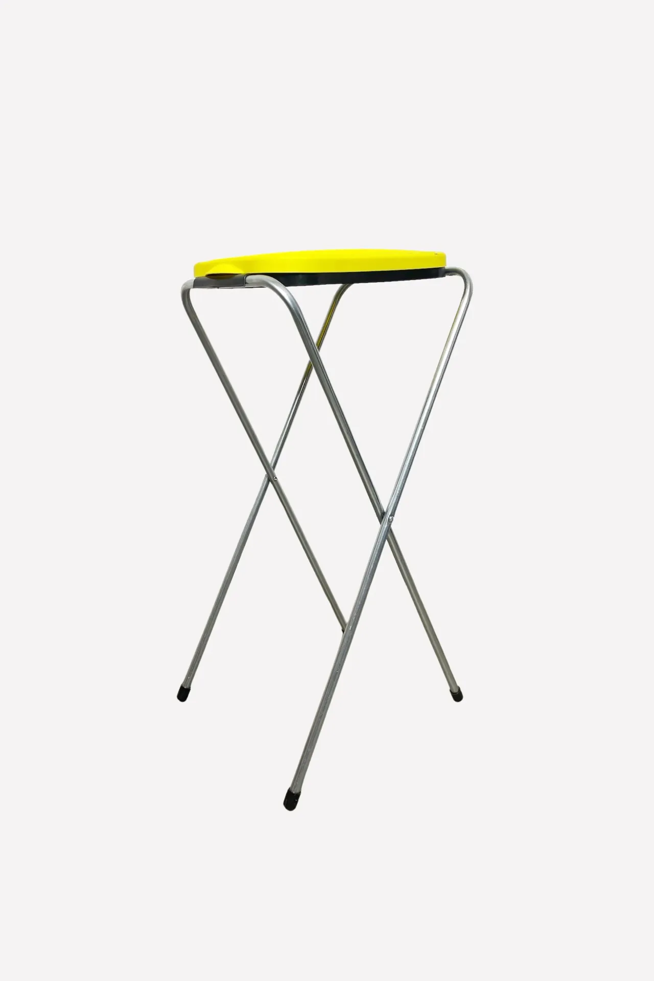 Yellow-Top Folding Stool with Metal Frame