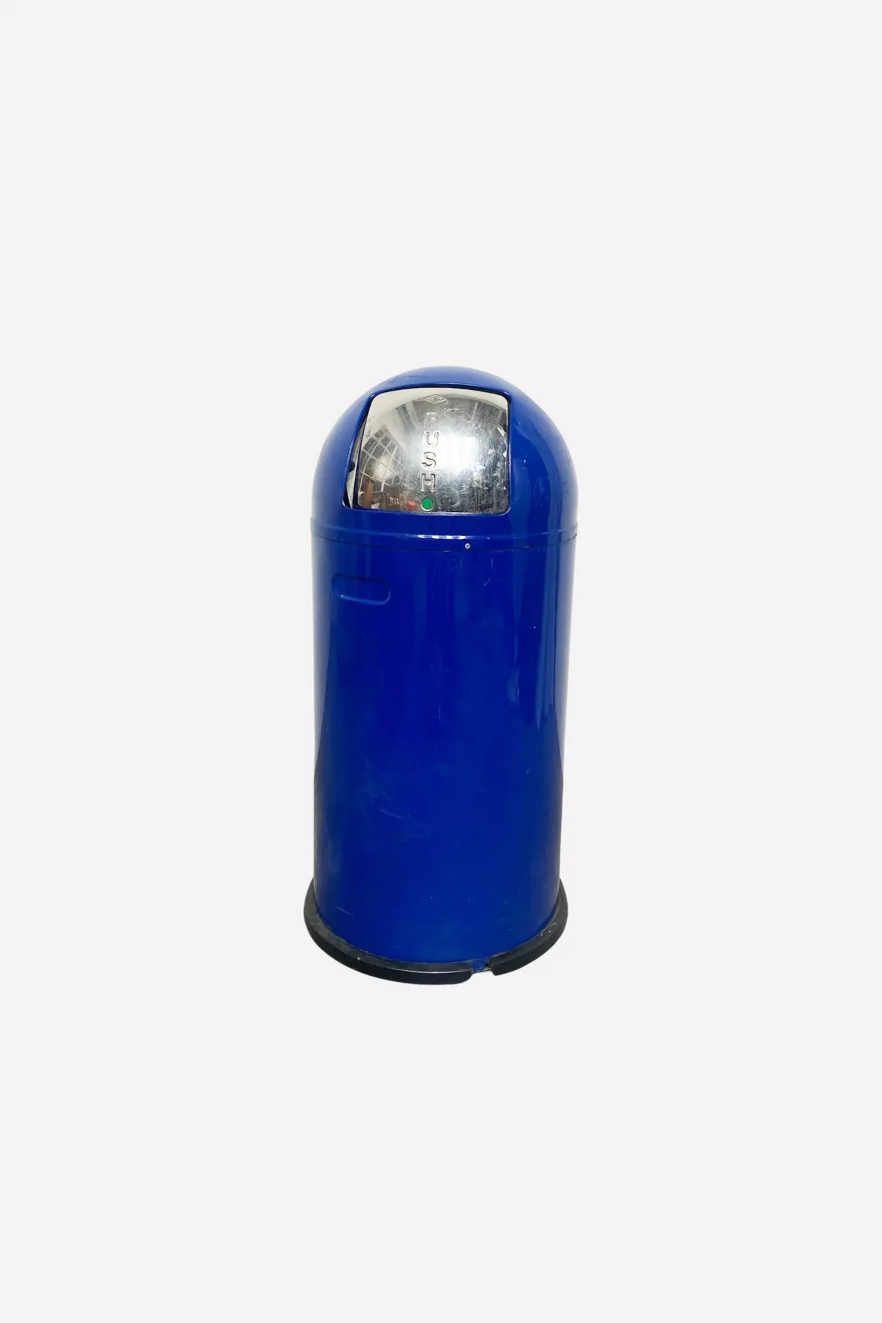 Retro Blue Push-Top Trash Bin