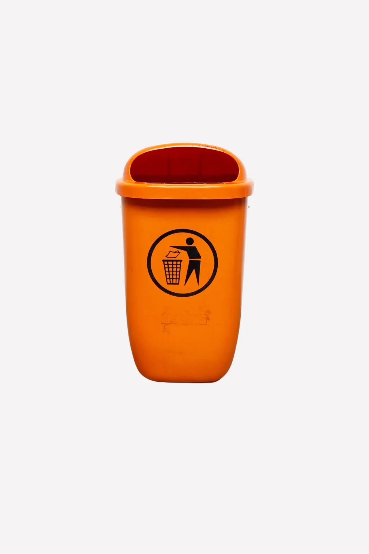 Vibrant Orange Public Trash Bin