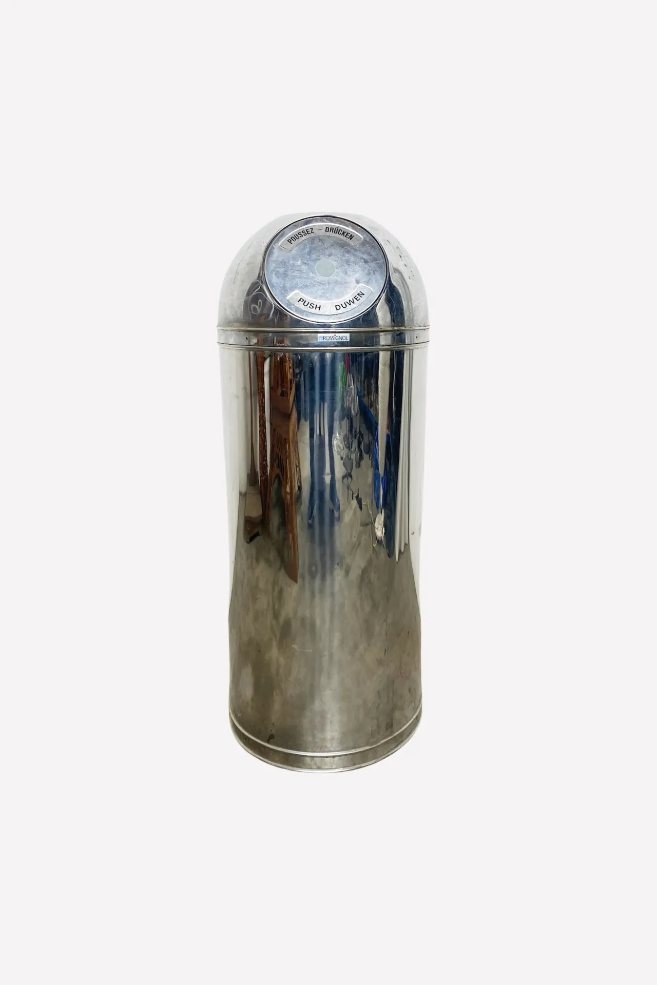 Polished Chrome Push-Top Trash Bin