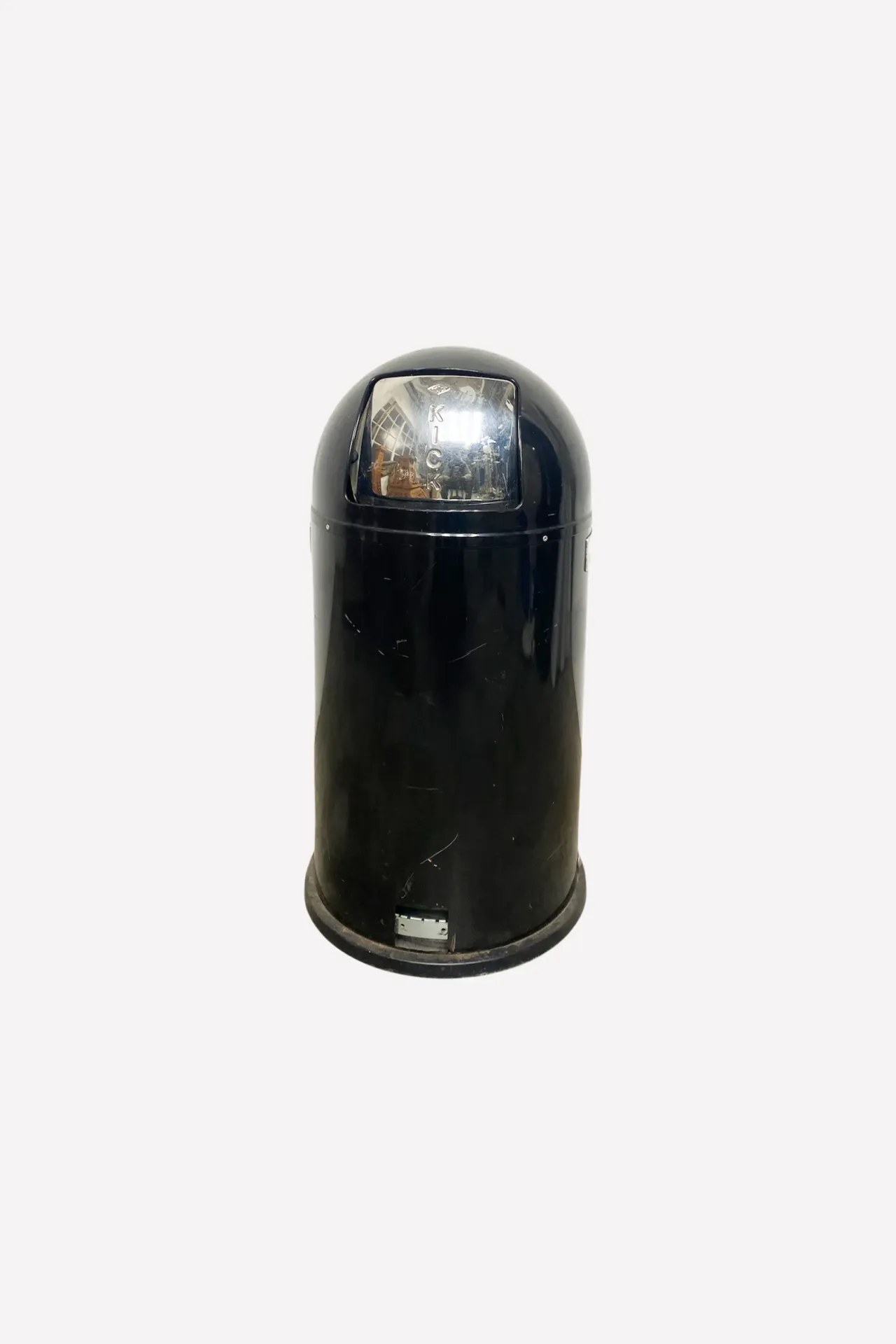 Retro Black Dome Trash Can with Push Flap