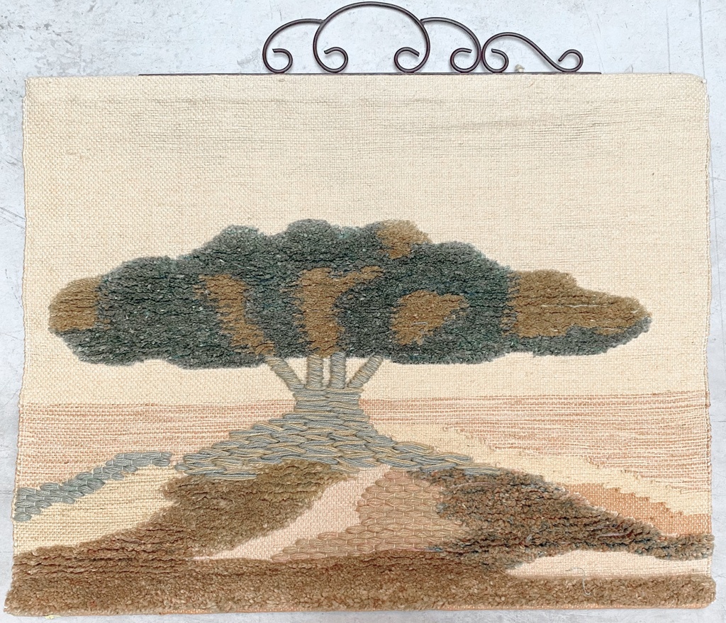 Textured Landscape Tapestry with Tree Motif