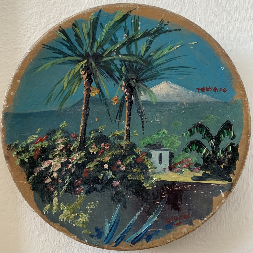 Tropical Oasis with Distant Volcano