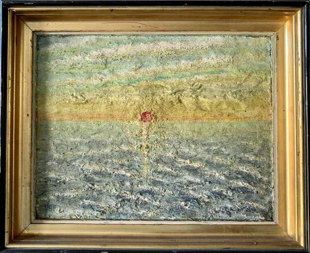 Textured Sunset Over Ocean Waves