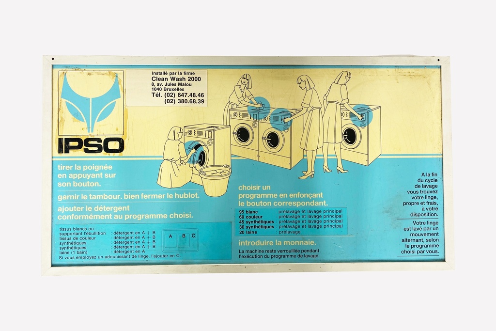 Vintage French Laundromat Instruction Sign