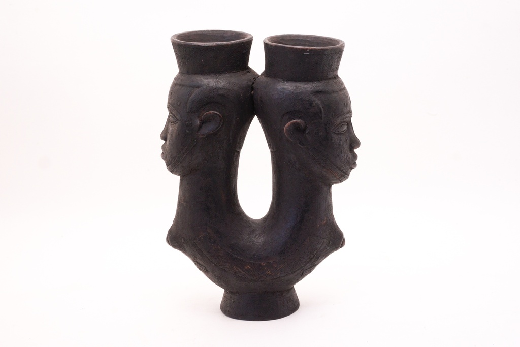 Abstract Double-Spout Ceramic Vase