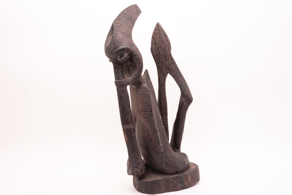 Hand-Carved Abstract Wooden Sculpture