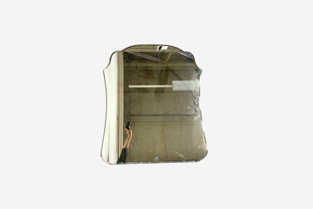 Antique Beveled Wall Mirror with Patina