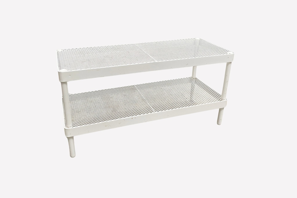 White Metal Two-Tier Mesh Shelf