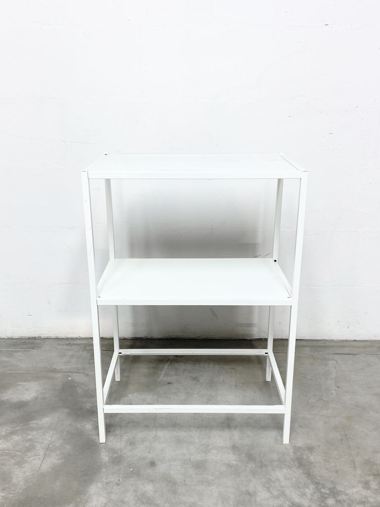 Minimalist White Two-Tier Metal Shelf