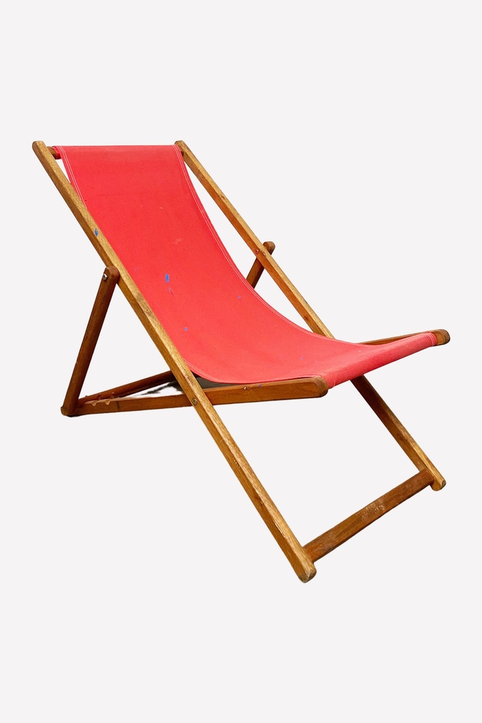 Vintage Red Canvas Deck Chair