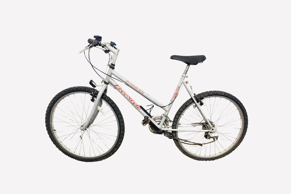 Silver Freestyle Mountain Bike with Knobby Tires