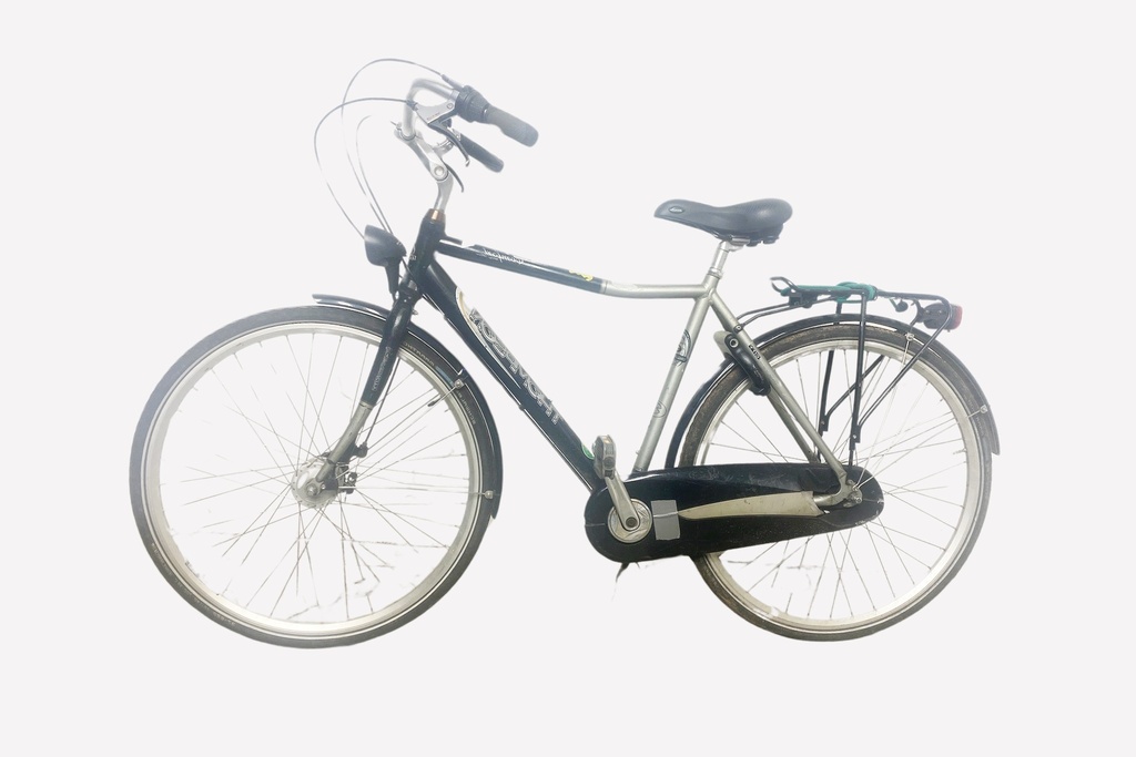 Black and Silver City Bike with Rear Rack