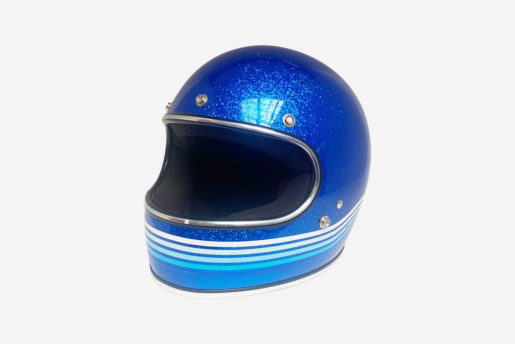 Retro Blue Glitter Motorcycle Helmet