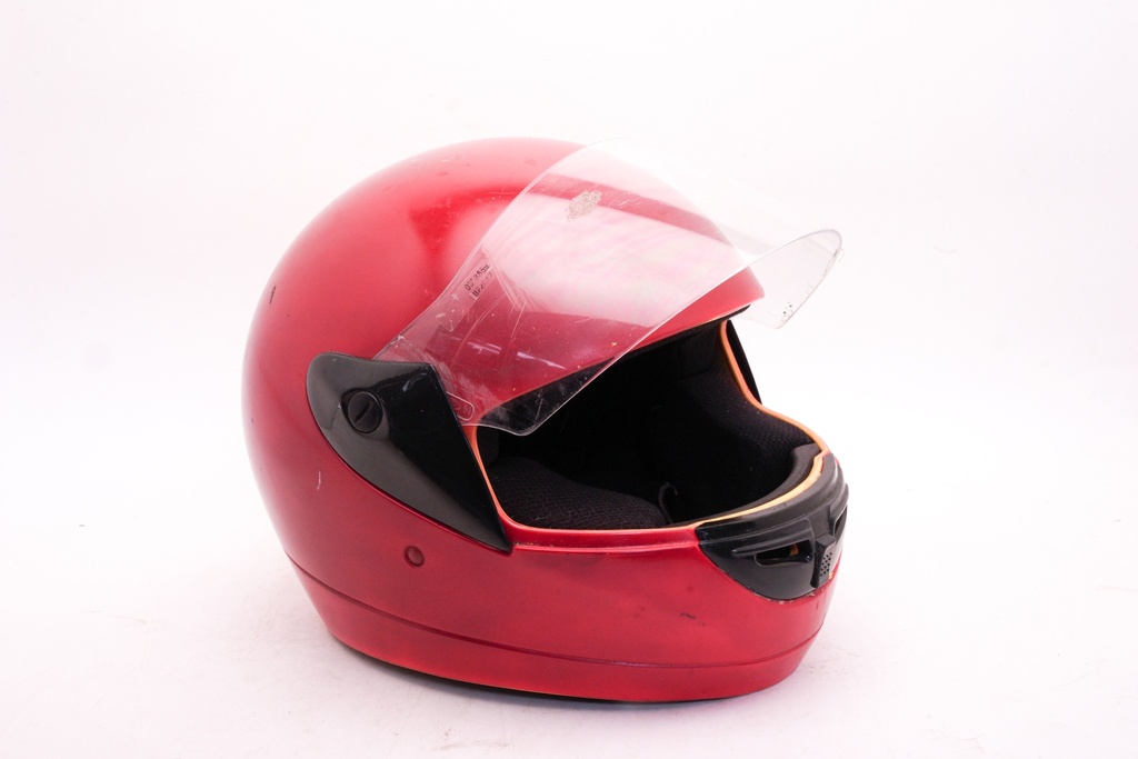 Glossy Red Motorcycle Helmet with Clear Visor