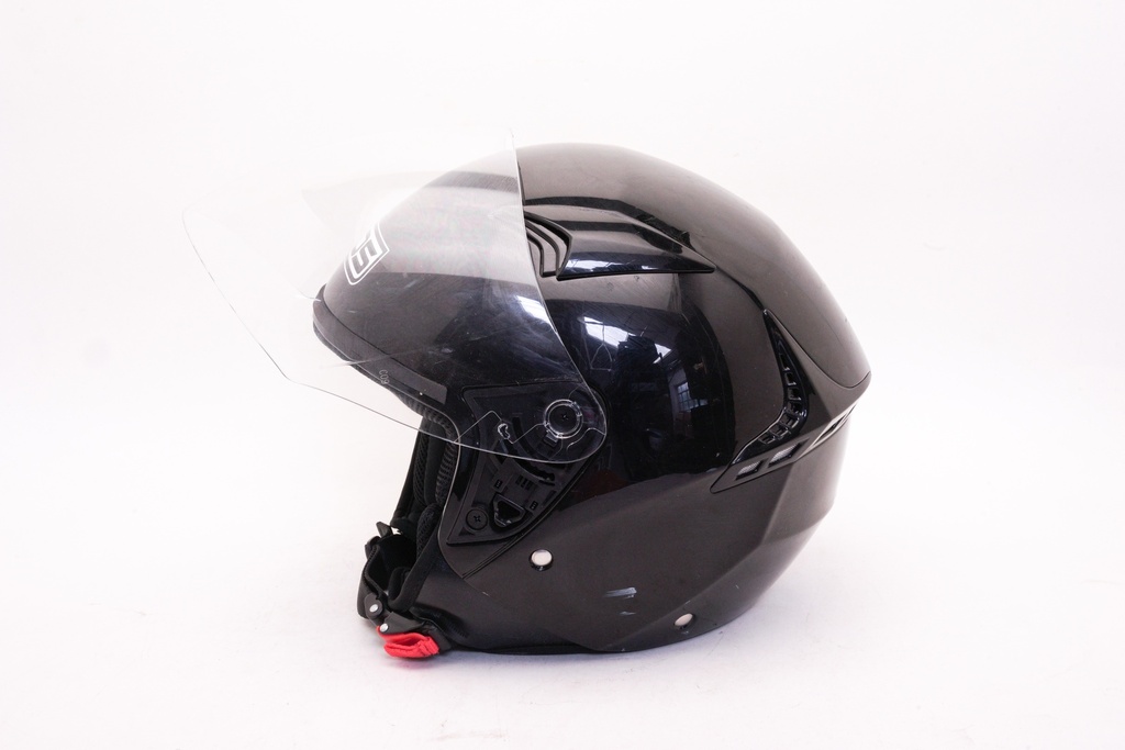 Glossy Black Motorcycle Helmet with Clear Visor