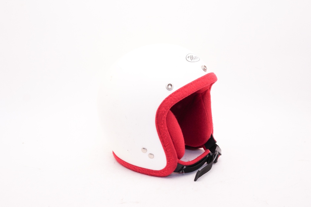Vintage White Racing Helmet with Red Padding