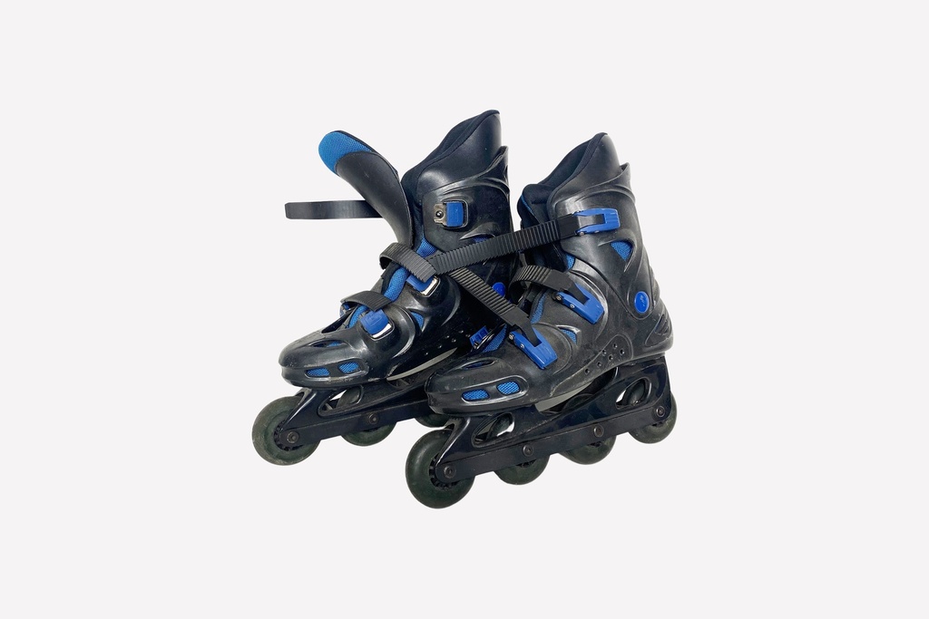 Black and Blue Inline Skates with Straps