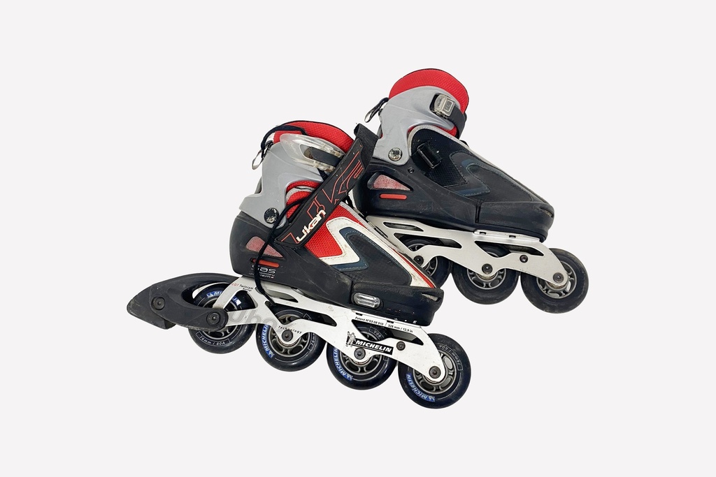 Red and Black Inline Skates with Silver Frames