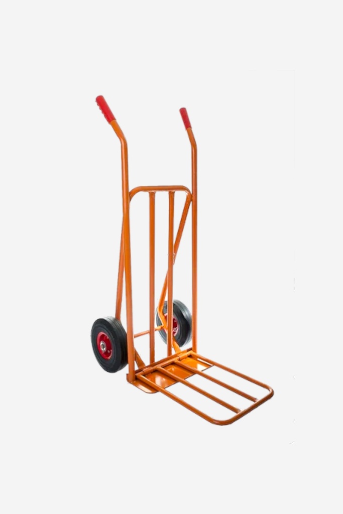Orange Industrial Hand Truck with Red Grips
