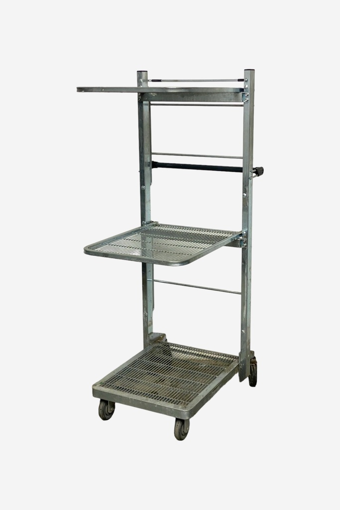 Industrial Metal Utility Cart with Mesh Shelves