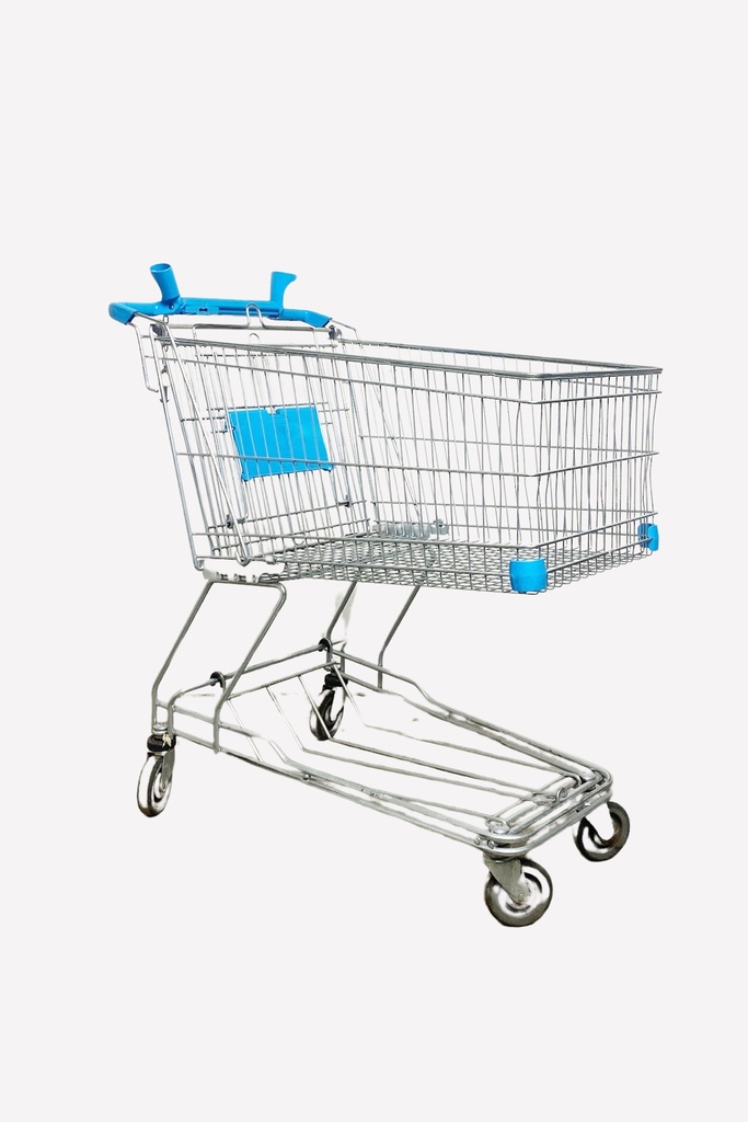 Metal Shopping Cart with Blue Accents